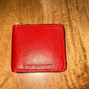 Portland Leather Chili Red Small Zipper Bifold Wallet
